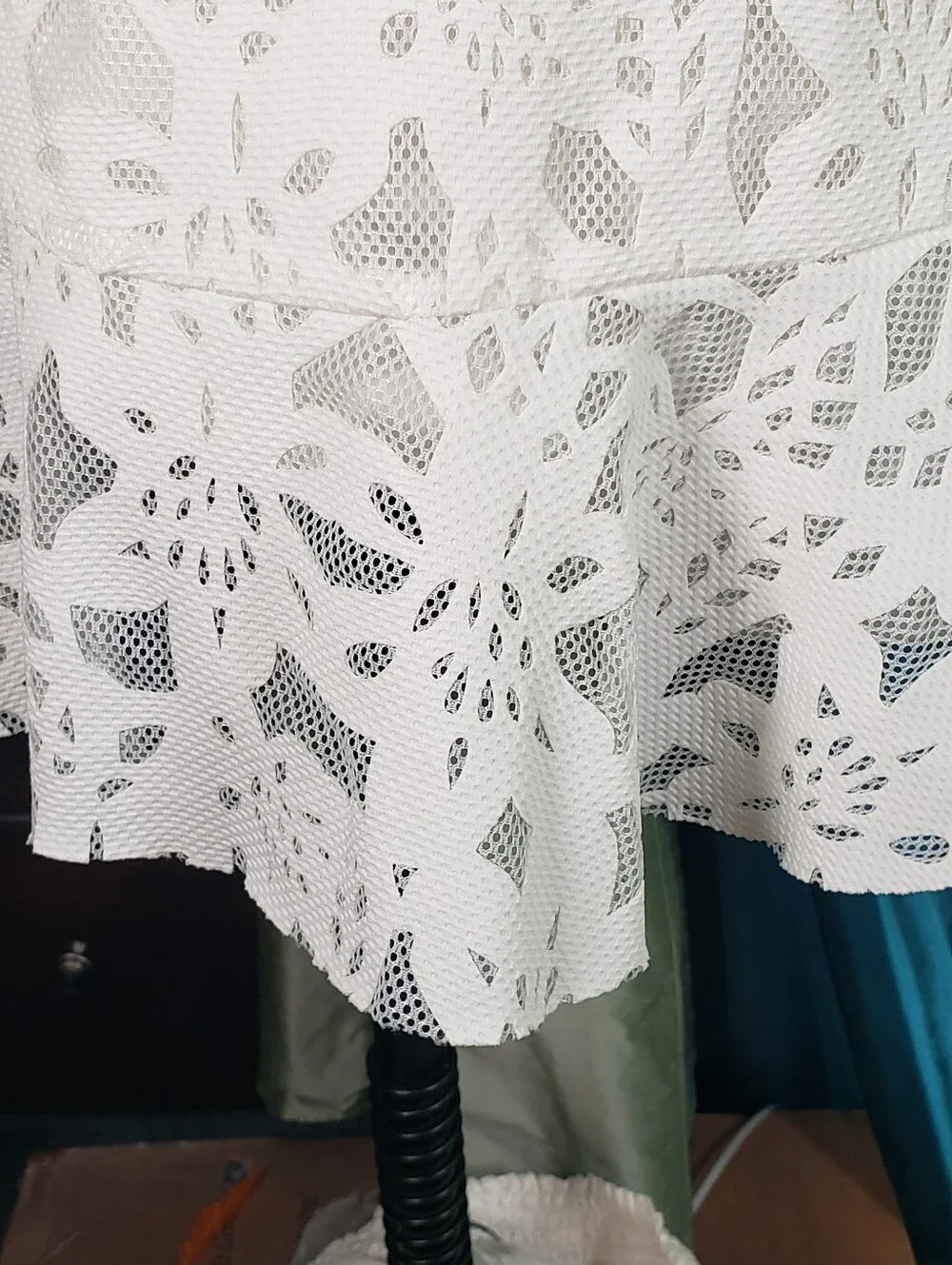 Mini Skirt Duo American Eagle Outfitters White Tiered Lace Aqua Lace Ruffle Hem